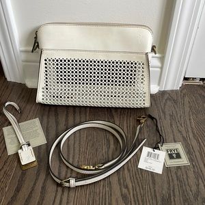 Frye Peyton Perforated Crossbody purse, cream leather